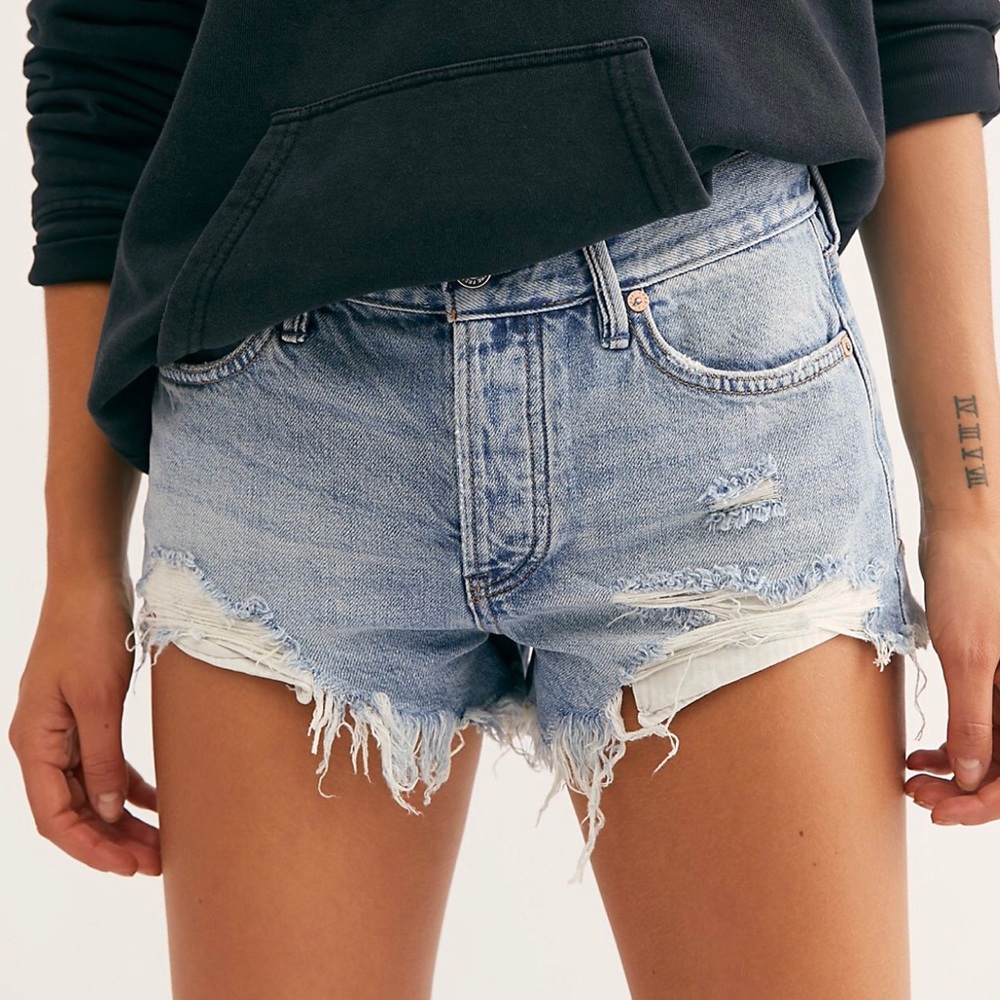 Free People Loving Good Vibrations Denim Cutoffs
